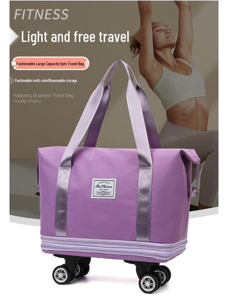 Universal Lightweight Travel Bag with Wheels, Wet/Dry Separation, Large Capacity for Gym, Yoga, or Hospital Use.