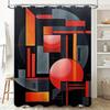 Art Deco Style Shower Curtain Geometric Modern Design for Bathroom Decor Black Red Orange Grey Abstract Watercolor Painting Wate