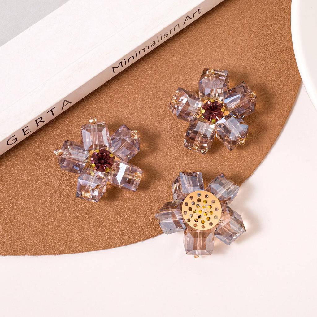 Parches de Tela con Flor de Pedrería de Cristal Coreana Cosidos a Mano para Accesorios de Bricolaje