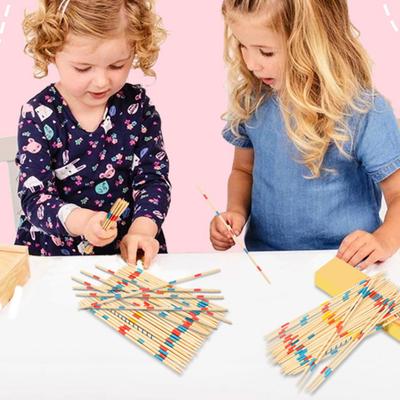Wooden Pick-Up Sticks Game with Box Kids Adults Interactive Classic Board Game Brain