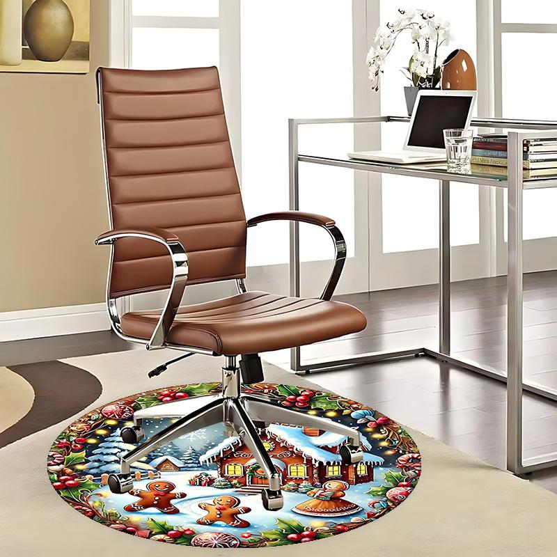 

1pc Christmas Holiday Gingerbread Man Chair Mat - Anime Cartoon Design, Non-Slip Carpet for Office Chair, Home Decor, Living Room, Bedroom, Game Room, 80cm by 80cm