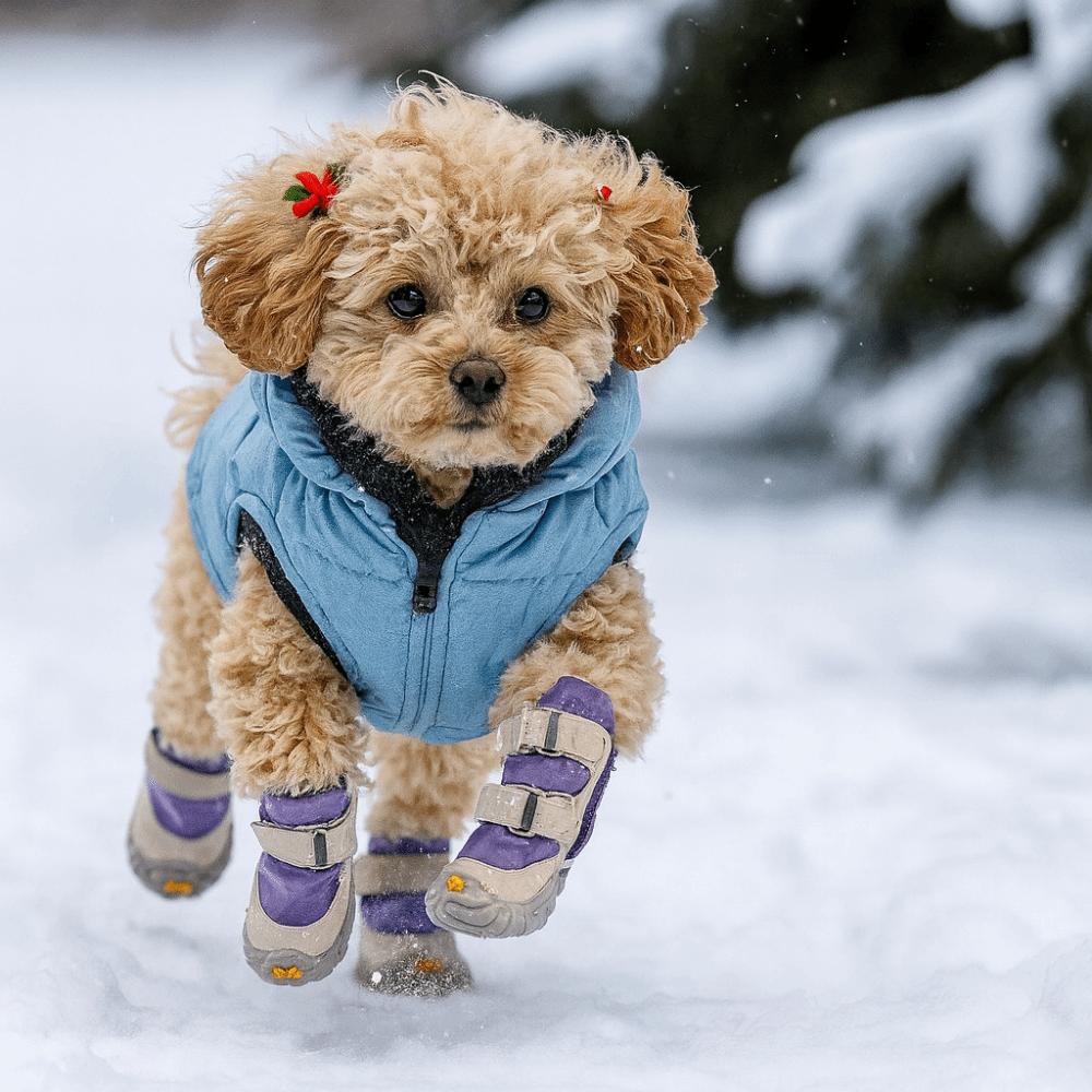 4pcs/set Warm Winter Dog Boots Waterproof Non-Slip Dog Shoes Dog Cotton Shoes  for Puppy Dogs