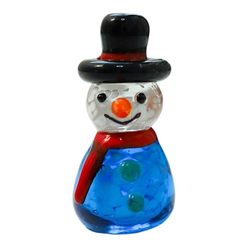 Miniature Snowman Reindeer Table Ornament Blown Glass Craft Christmas Figurine For Festives Season Decorating Accessory