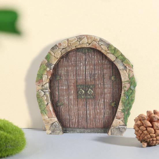 Fairy Door Håndlaget Realistisk Buksbom Miniatyr Tre Alv Dør Gate Hage Decoration Home Decor