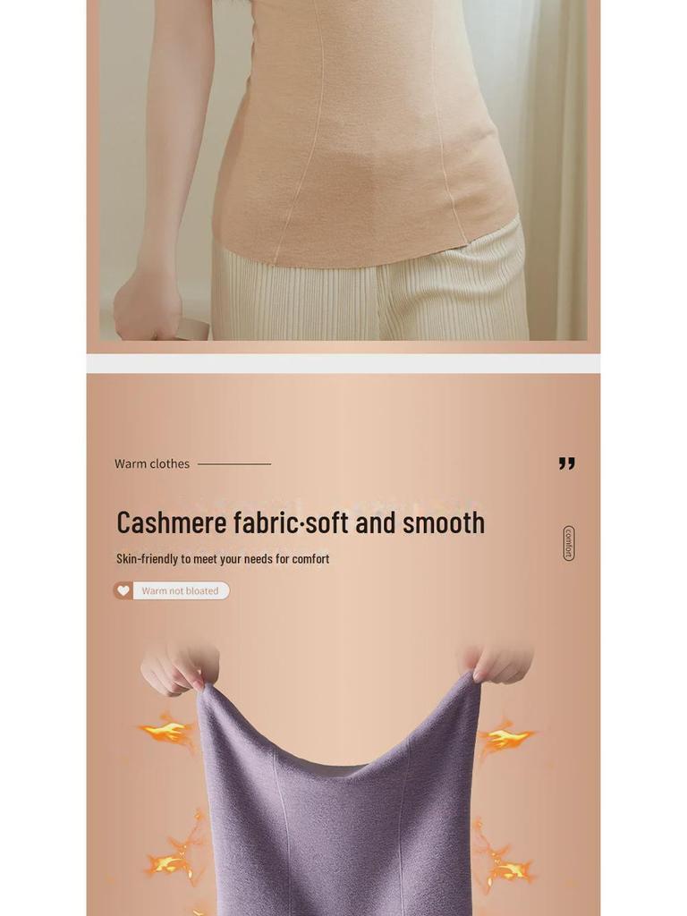 Vestă căptușită din cașmir și mătase pentru femei: Top interior cald, din catifea Plus 4033