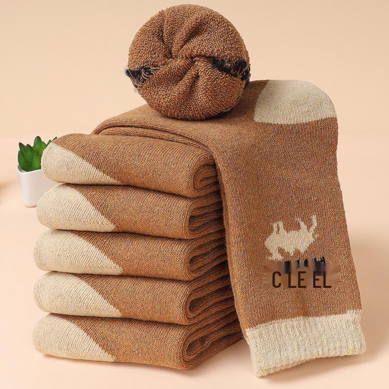 Téli Vastag Frottír Pamut Középszárú Zokni Férfiaknak és Nőknek - Meleg, Fagyálló, Ideális Középkorúaknak és Időseknek