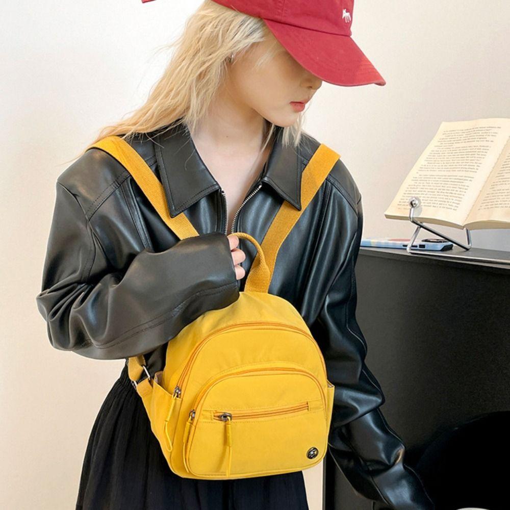 Portable Multipockets Casual Backpack Solid Color Minimalist Commuting Backpack  Student