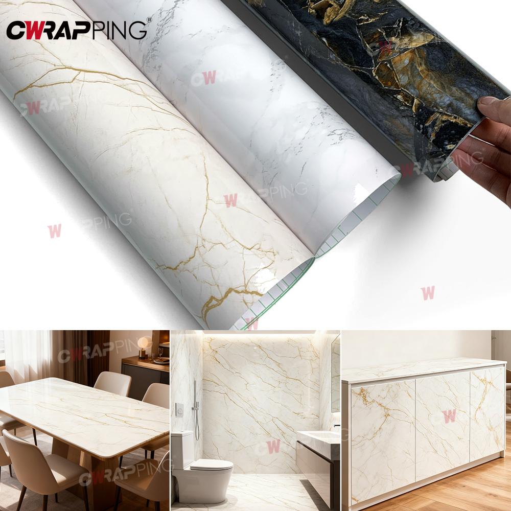 PVC Waterproof Self-adhesive Vinyl Floor Self Adhesive Wallpaper for Wall Border Marble Pattern Thick Modern Imitation Stickers