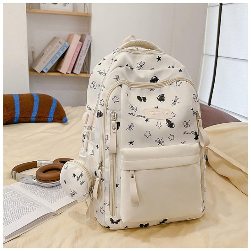 

The new Japanese ins highvalue, fresh, sweet and cute butterfly graffiti backpack, lightweight backpack for junior high school students