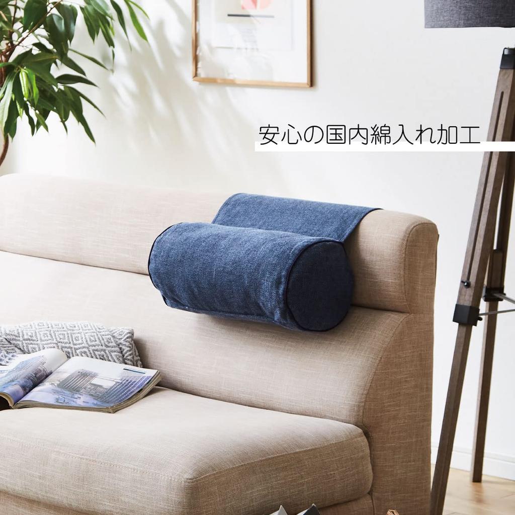 IKEHIKO Style Bolster Storage Cushion, Approx. R20 X 40cm, Gray, Made In Japan, Simple, Sofa Backrest, Pocket, #9350869