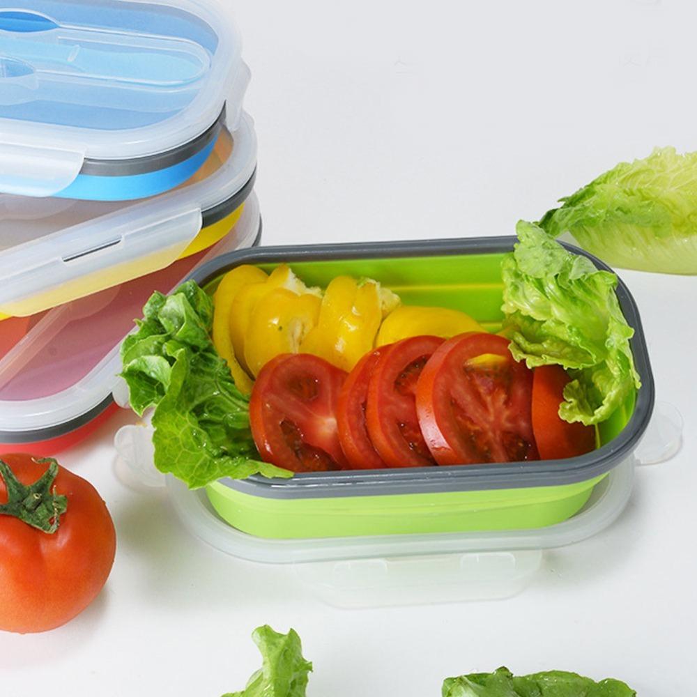 Microwave Safe Foldable Bento Box 800ml Bento Lunch Box Portable Collapsible Food Container  Picnic