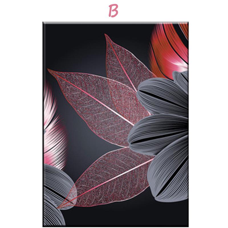 Scandinavian Black and Red Leaves Monster, Golden Plants, Flowers, Canvas, Poster, Paintings, Luxurious Interior Print, Abstract Hd Art Image