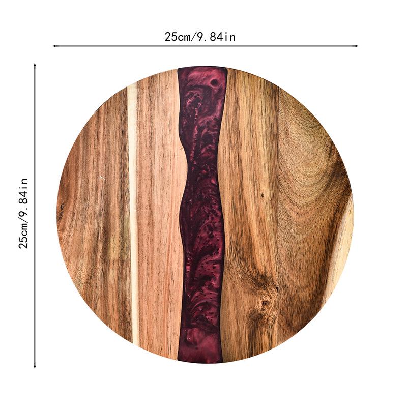 Acacia Wood Resin Cutting Board: Multipurpose Board for Bread, Cheese, and Steak Cutting & Slicing Round красный
