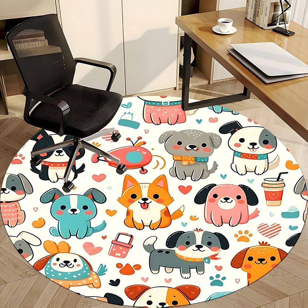 1pc Dogs Cute Chair Carpet for Office Non Slip, Machine Washable Rug for Office, Room Holiday Decor for Christmas, Birthday Polyester