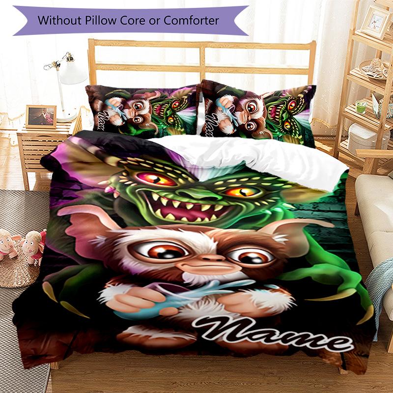 3pcs Gremlin1 Cover Set - Personalized Name, HD Printed Bedding with 1 Cover and 2 Pillowcases - Perfect for Home Decor, Easy Care