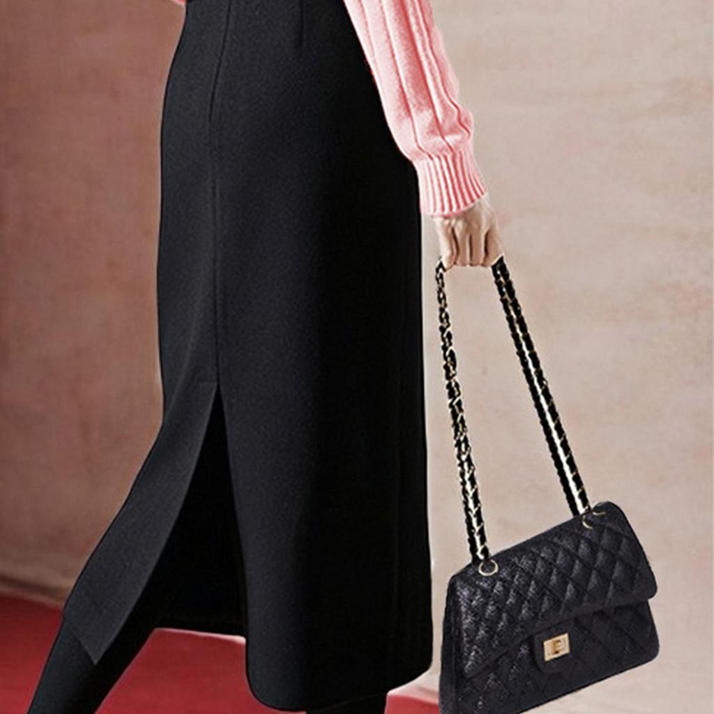 Basic House Black High Waist Pencil Skirt - Autumn/Winter Hip-Hugging Design for Women