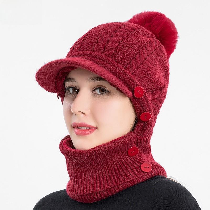 Winter Womens Knit Headgear With Ear Cover And Neck Warmth For Outdoor Activities