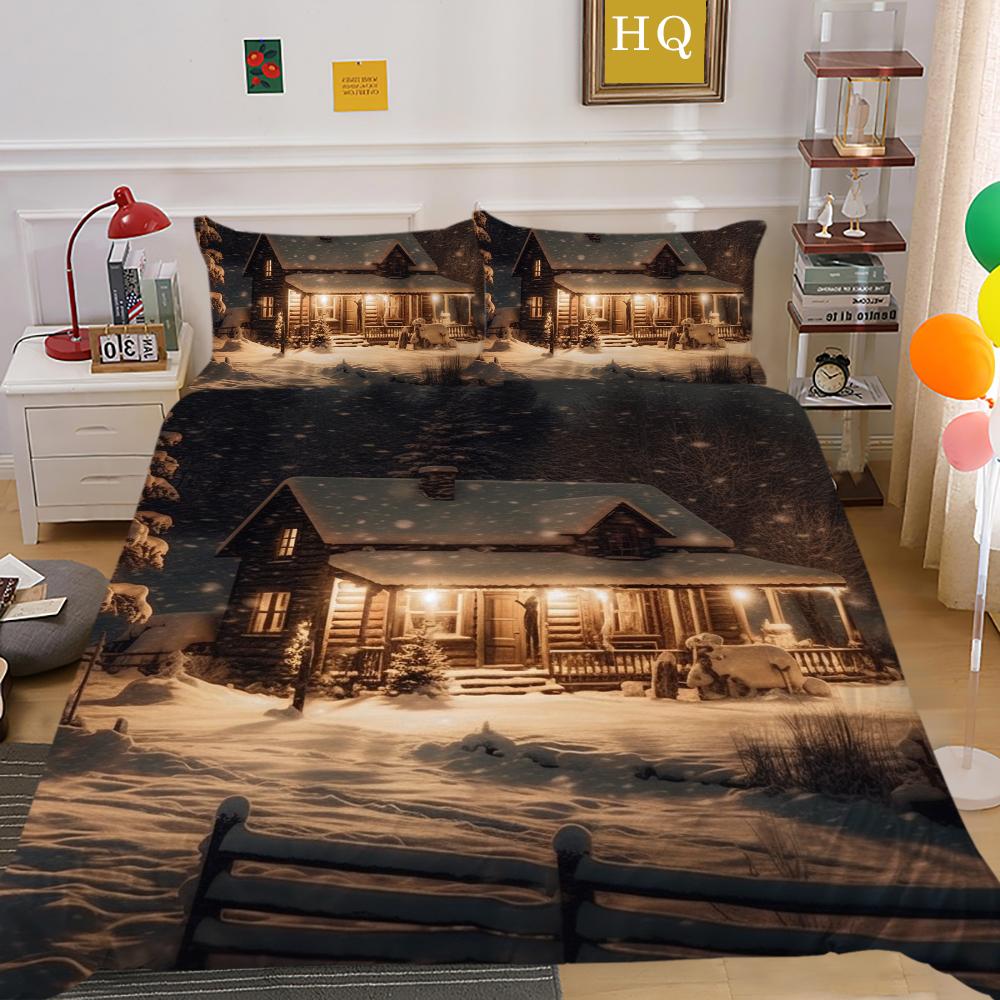 Christmas Printed Bedspreads Twin Size Microfiber Bedding Cover Teens Luxury Design Fashion Duvet Cover Set