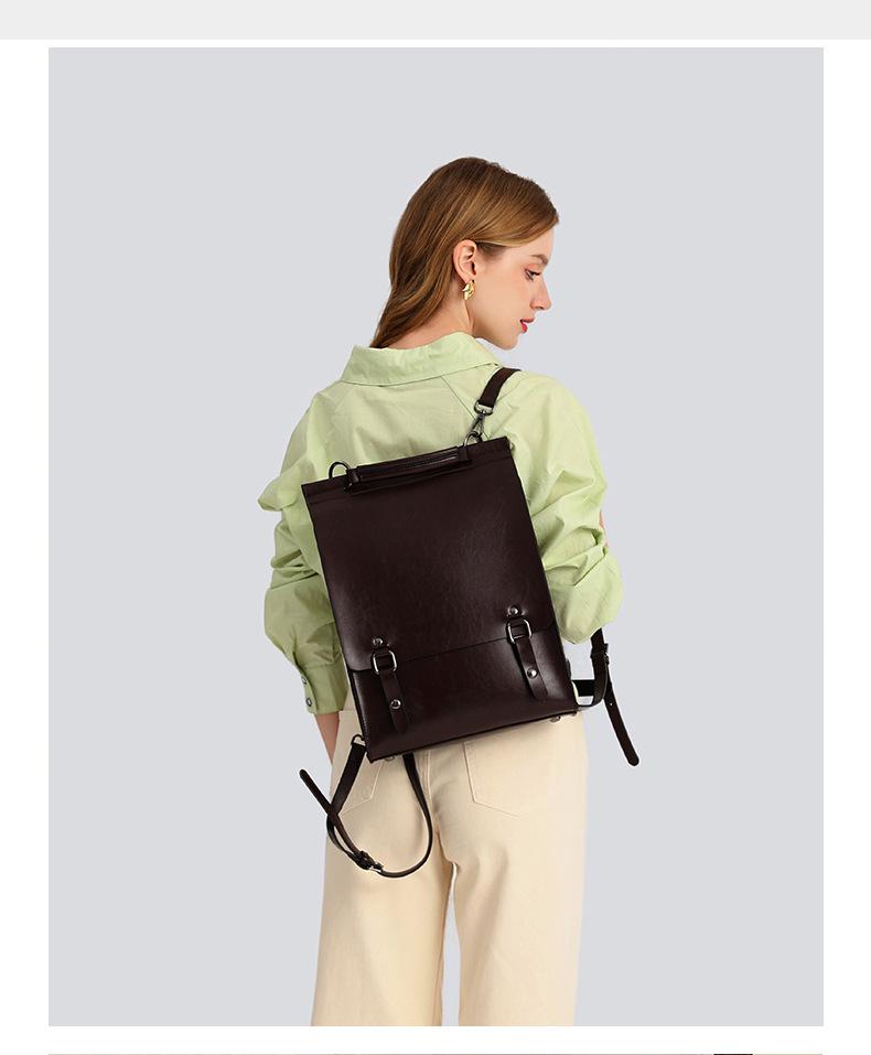 Britischer Stil Rucksack College-Student Retro Pendler Lederrucksack Mode Unisex Lässige Klappe Laptoptasche Reise Schultaschen