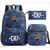 Set Zaino Scolastico Cristiano Ronaldo per Bambini Ragazzi Ragazze 15L Tessuto Oxford Borsa a Doppia Tracolla con Spallacci Imbottiti Traspiranti