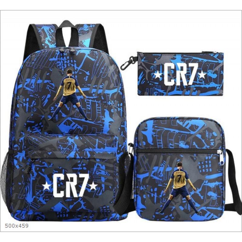 Set Zaino Scolastico Cristiano Ronaldo per Bambini Ragazzi Ragazze 15L Tessuto Oxford Borsa a Doppia Tracolla con Spallacci Imbottiti Traspiranti