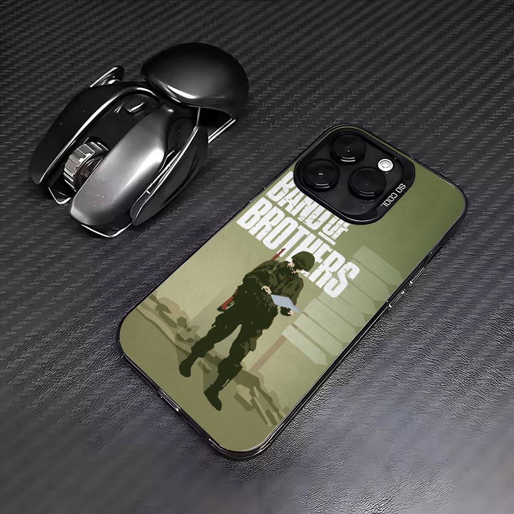 Band of Brothers Phone Case For iPhone17,16,15,14,13,12,11 Plus,Pro Max Colored Silver Plated Inside Cover