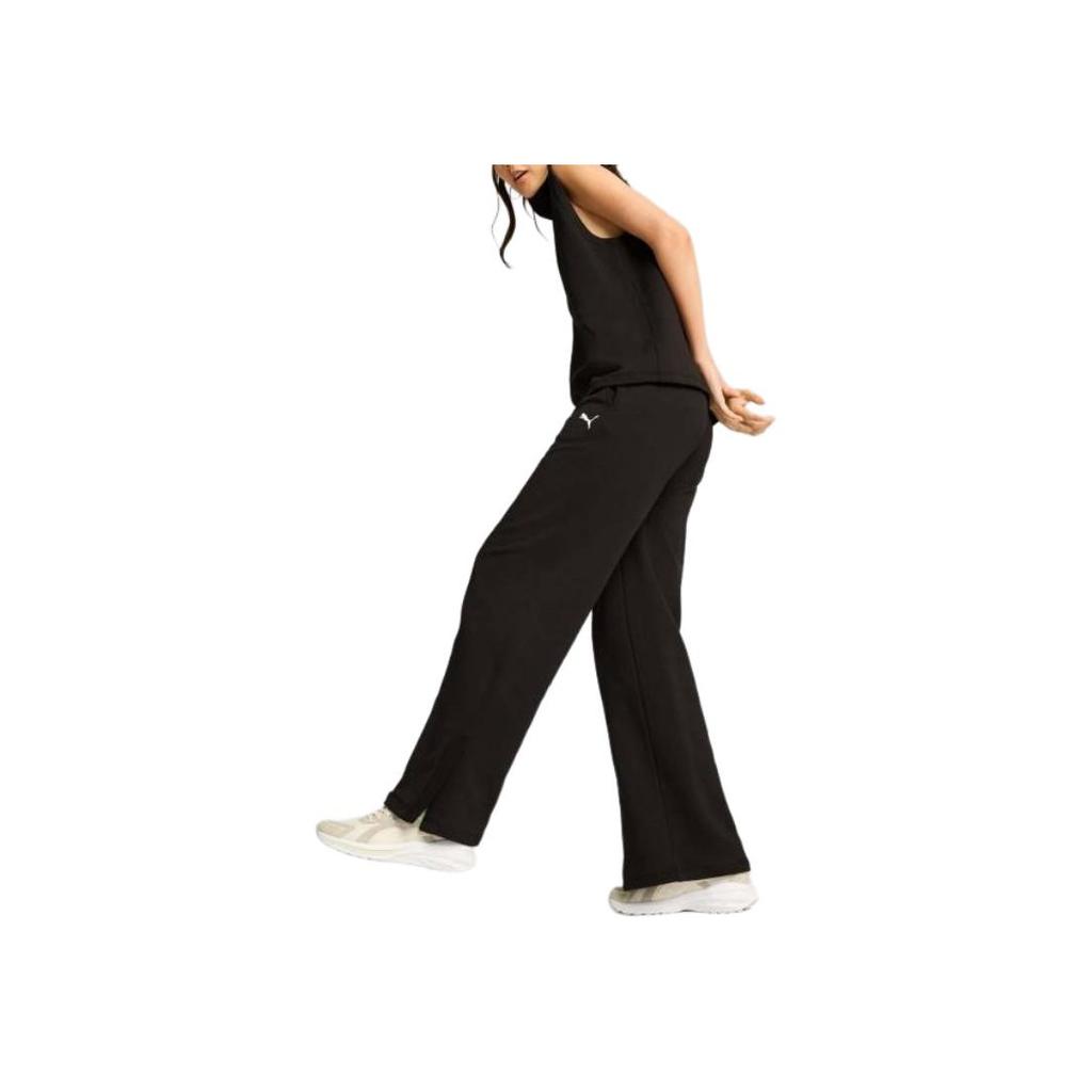 Puma Solid Color Side Pocket Straight Leg Casual Pants Women Bottoms Black 681990-01