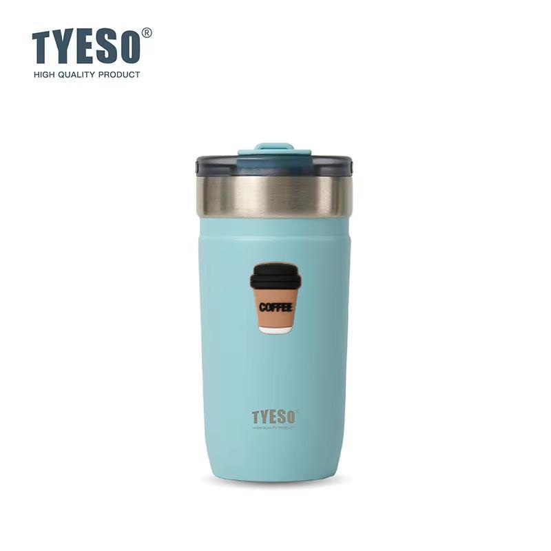 Tyeso 550ML 304 Stainless Insulated Mug Matte Minimalist Tumbler with Straw Leakproof Coffee Cup for Ice Drink Hot Beverage Vacuum with Coffee Sticker