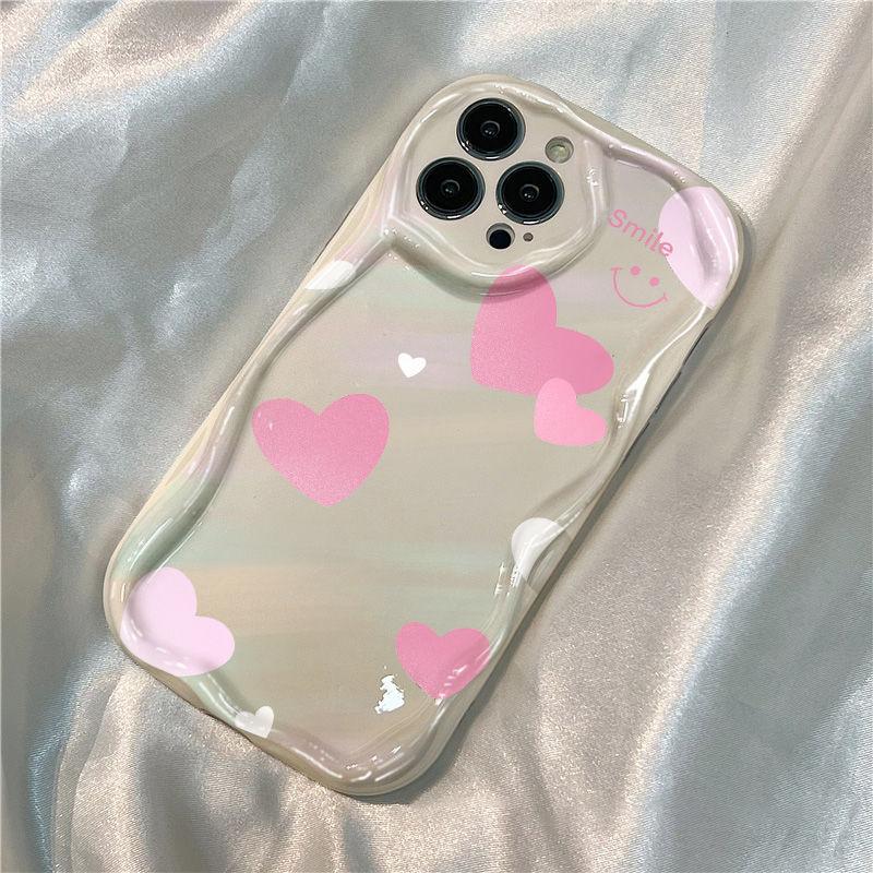 Love Smile Emoji Applies To iPhone17 Pro Mobile Phone Case Apple 16 Cream Wave 14/13 Soft Case 15