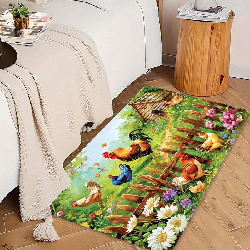 1PC Chicken Pattern Kitchen Rugs Non-Slip Home Door Mats Pop Design Bathroom Rugs Bath Mat Carpet for Home Sink Laundry Decor
