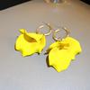 Sweet Acrylic Petal Silver Needle Earrings Real Gold Electroplated Vacation Style Earrings