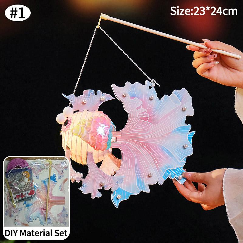 Autumn Festival Fish Lanterns DIY Chinese Paper Lantern Handmade Hanging Fish Lanterns Mid-autumn Party Celebration Decorations