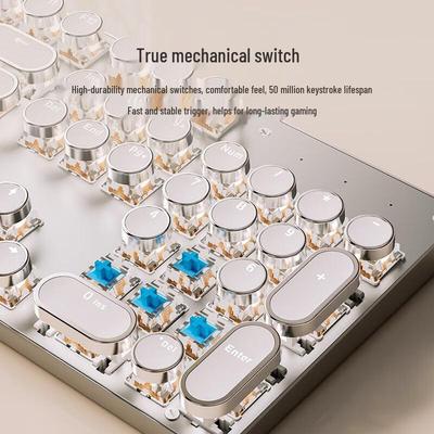 Combo Teclado Mecânico & Mouse Punk Retro Tri-Modo Qianxingzhe TK950