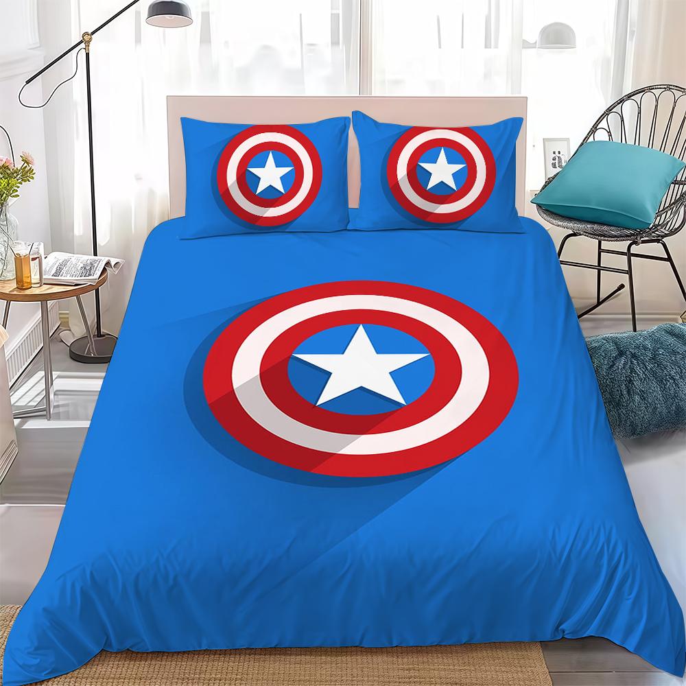 

C-Captain A-America Duvet Cover Set Home Style Bedding Soft Laundry Cotton Bed 3 Piece Set Student Dormitory Gift 135x200cm