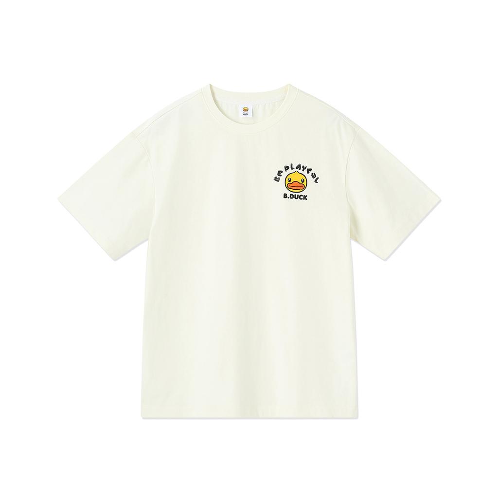 B. Duck Yellow Duck Children's Short Sleeved T-shirt for Boys and Girls 2026 New Summer Clothes Children's Solid Color Top