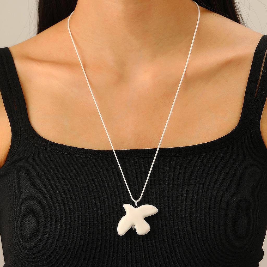 Fashion White Ceramic Peace Dove Necklace for Women Vintage Geometric Round Hoop Earrings Jewelry Gift