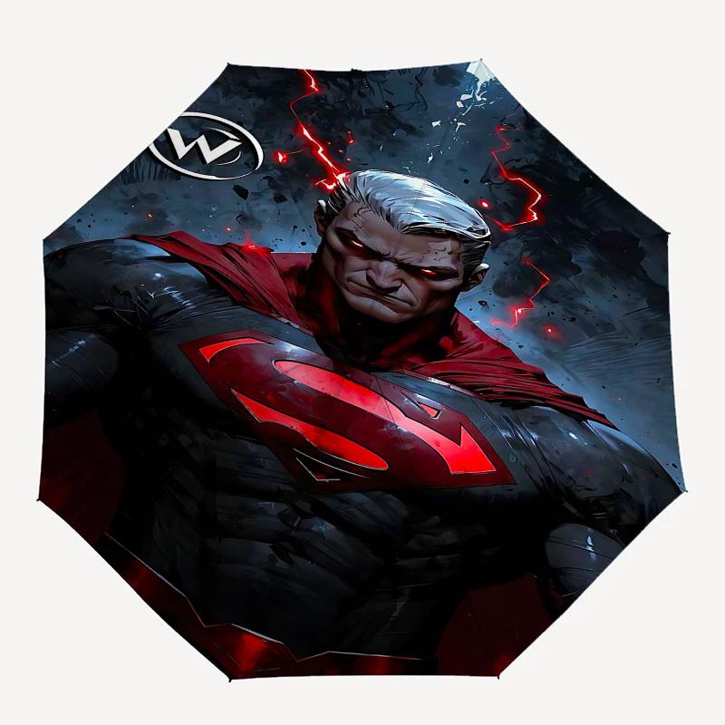 

1pc Superman Dark Automatic Folding Umbrella - Compact 8-Rib Design, Durable Plastic & Iron1141L