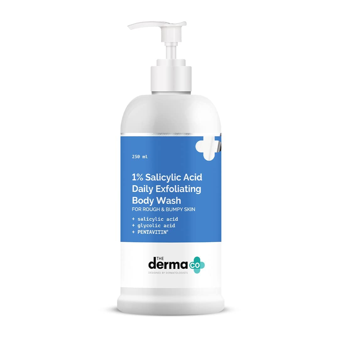 The Derma Co 1% Salicylic Acid Daily Exfoliating Body Wash with Salicylic Acid, Glycolic Acid & PENTAVITIN® - 250ml | | Helps to Prevent Body Acn