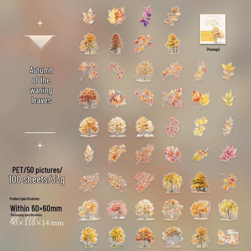 Ketchup Girl Stickers: Four Seasons Collection, 4 Types, 100 PET Journal Sheets