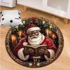 1 Piece Christmas Round Rug Suitable For Living Room Bedroom And Kitchen Home Decoration Room Decoration Gift For Friends And Family