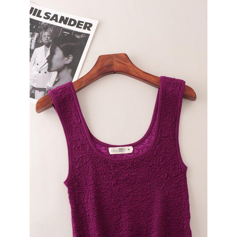 Foreign Trade Original Order Pleat Craft Pure Desire Square Collar Vest Summer Slim Fit Light Luxury Slim Fit Sleeveless Knitted Top Women
