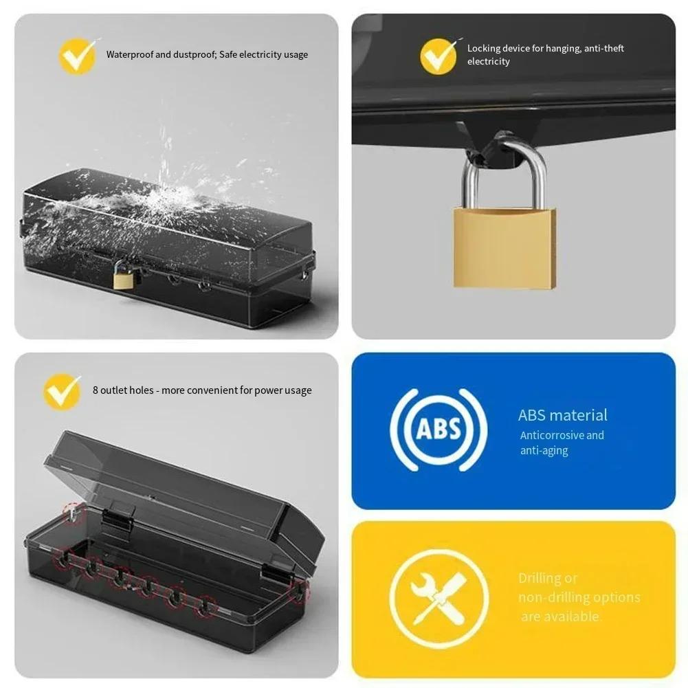 1 Pc Lockable Socket Cover, Extension Cord Box With 4/8 Outlets, Outdoor Outlet Rainproof Cover, Electrical Appliances Tools