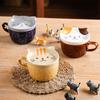 Katze Panda Kreativ Neuheit mit Deckel Keramik Becher Tasse Kaffeebecher Trinkgeschirr Teetasse