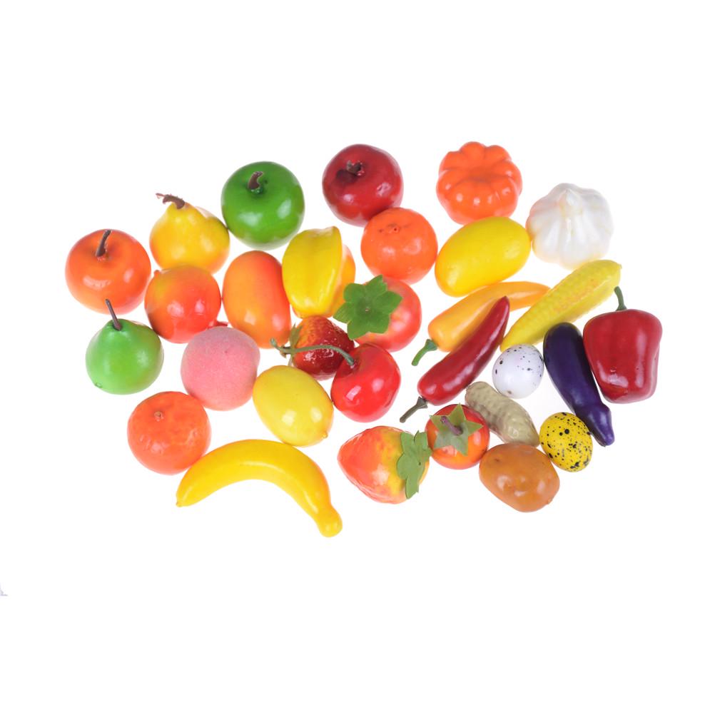10pcs Mini Simulation Fruits & Vegetables Children Toys Household Decoration Miniature Ornament Landscape Scene DIY Accessories