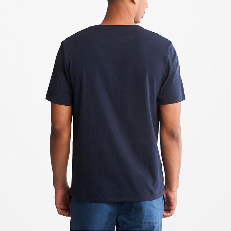 Timberland Lässiges atmungsaktives amerikanisches Vintage-Logo Rundhals-Kurzarm-T-Shirt Herren Oberteile Tief-Saphirblau A6281-433