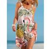 Sunflower Print Beach Dress Women Boho Sexy Strap Mini Dress Summer Floral Party Dresses Sleeveless Hem Sundress Camisole Short