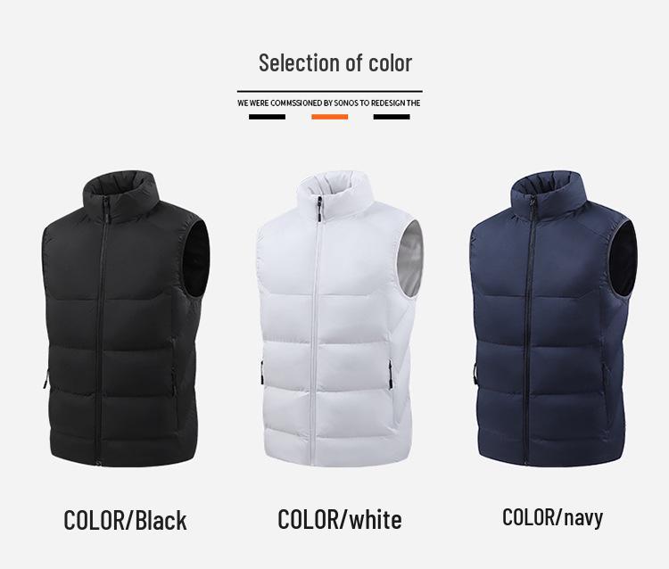 Unisex Fleece-Lined Stand-Collar Sports Vest for Autumn/Winter