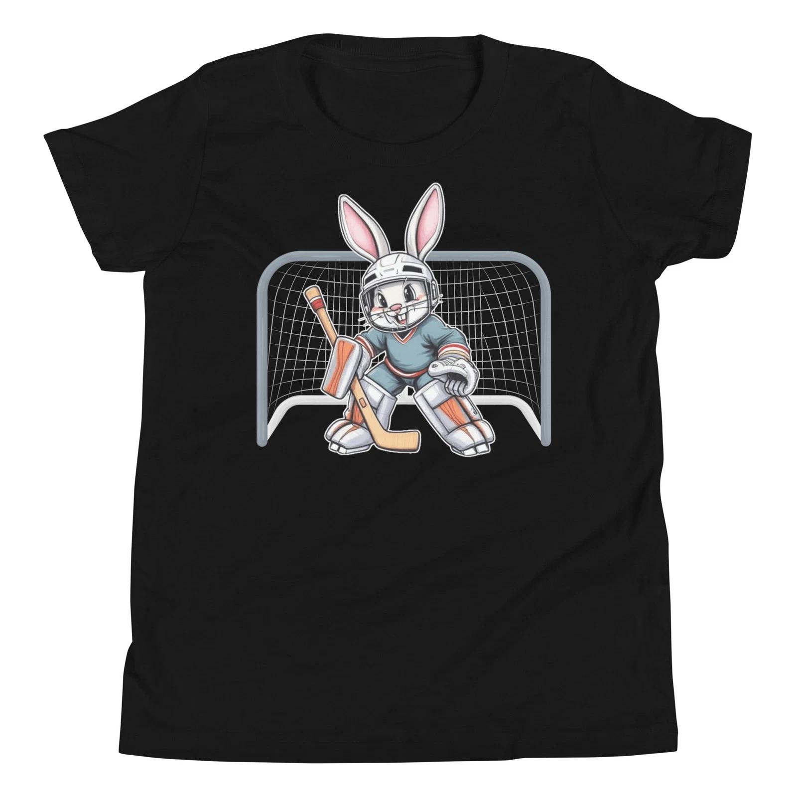 

Bunny Hockey Goalie Easter Day Costume Sports Lover Novelty Youth T-Shirt 130
