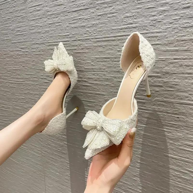Ladies new luxury high heels pointed elegant pumps Hollow water drill single shoes ladies fashion comfortable sandals