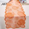Fall Harvest Table Decor Runner Decorations, Maples Leaves Lace Orange Thanksgiving Dining Runner, Autumn Decorations for Kitchen Party Translucent